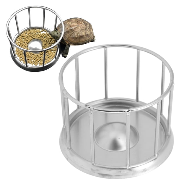 Platón de Agua Para Tortuga, Cuenco de Agua Para Reptiles, Platón de Agua para Reptiles, Platón de Comida de Acero inoxidable, Banda de Agua Cora de Barandilla