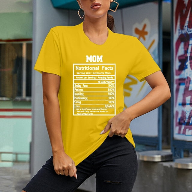 Daisyyozoid T-Shirt Joyeuse Fête des Mères pour Femmes Col Rond Imprimé Lettre Manches Courtes Décontracté