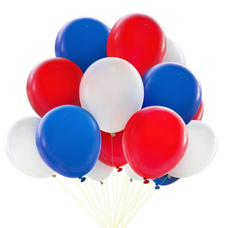 Novelty Place Patriotic Decoration Balloons - 100Pcs Red & White & Blue Thicken Latex - Best Selection for 4th of July Events National Day Birthday Party Favors Celebration Gala Décor (Best Party Places In Portugal)