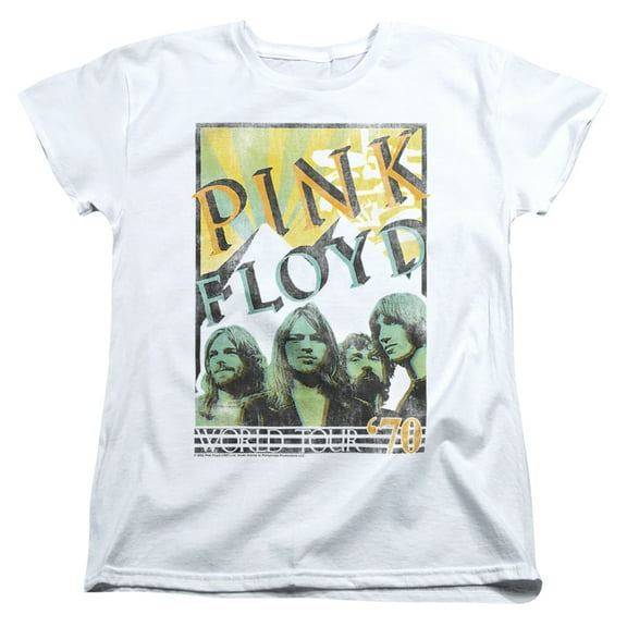Pink Floyd World Tour 1970 Women's T Shirt, White, 2X-Large