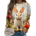 thumbnail image 4 of WEAIXIMIUNG Chandail en Molleton pour Femmes Col Rond Imprimé de Pâques Col Rond Pull Manches Longues Blouse Ample, 4 of 7