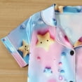 thumbnail image 5 of Edvintorg Boys Pajamas Size 8 Cute Printed Short Sleeve Button Down Shirt and Shorts Sets Summer Casual Satin Pajamas for Girls Children's Loungewear, 5 of 7