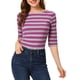 thumbnail image 1 of CAMISETAS RAYADAS DE MUJER INSPIRE CHIC, AJUSTE SLIM, MANGAS DE CODO, T-SHIRT M ROJO ROSA, 1 of 6