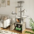 thumbnail image 2 of Cat Tree Walmart - Modern Cat Tower with Hidden Litter Box Enclosure - Multi-Level Condo with Hammock, Scratching Posts & Perch Platform - Smoke Gray Indoor Cat Furniture, 2 of 7