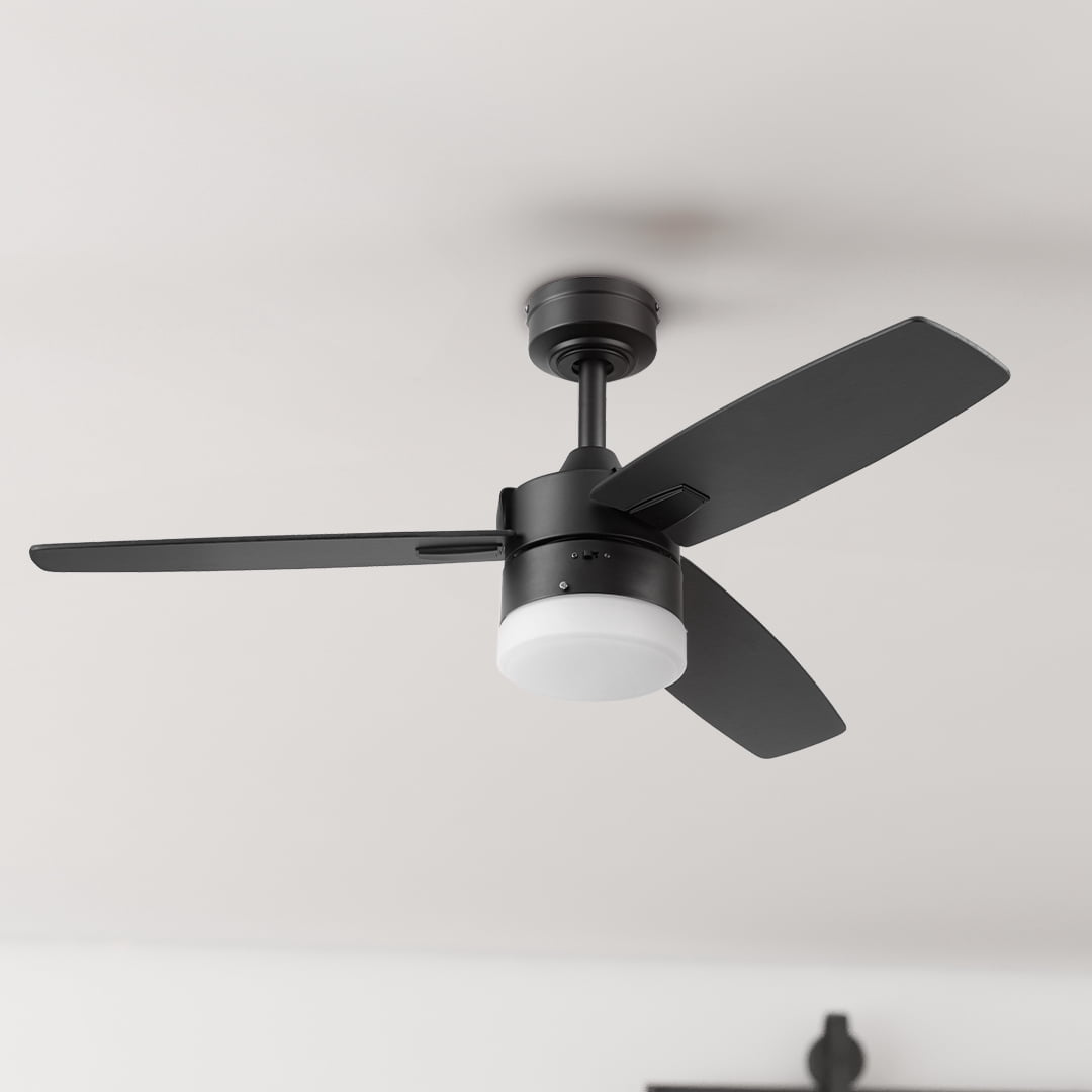 Honeywell Conifer 42" Black Modern Outdoor Ceiling Fan with Light and Remote Control, Reversible Motor