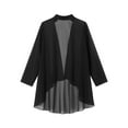 thumbnail image 2 of CHICTRY Women Chiffon Long Sleeve Cardigan Open Front Casual Shrug Bride's Mother Formal Coat Black M, 2 of 5