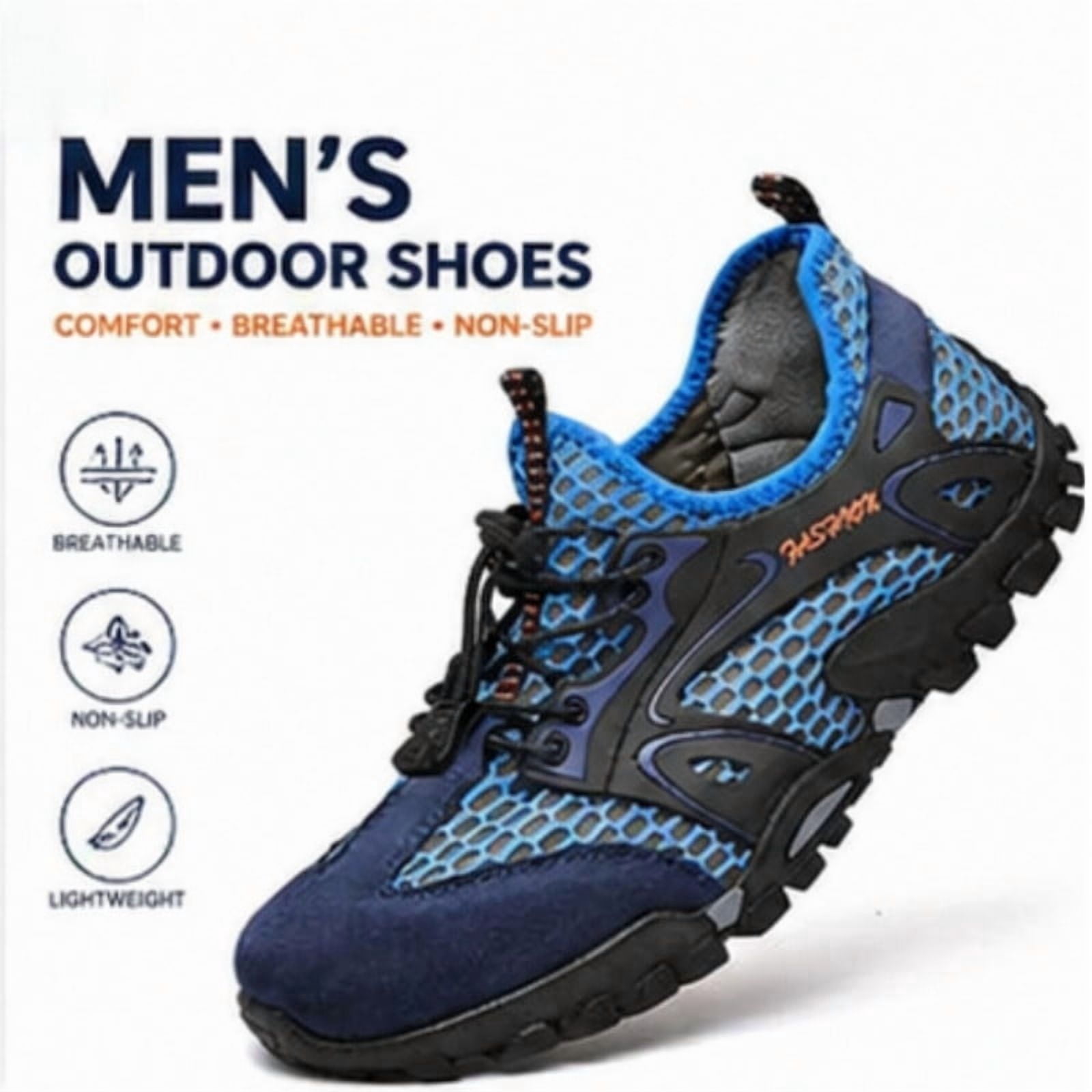 CHICVOMEY Comfortable Sneakers for Men Lightweight Breathable Slip-On Hiking Shoes Non-slip Wear Resistant Outdoor Sneakers Ideal for Summer Beach and Camping