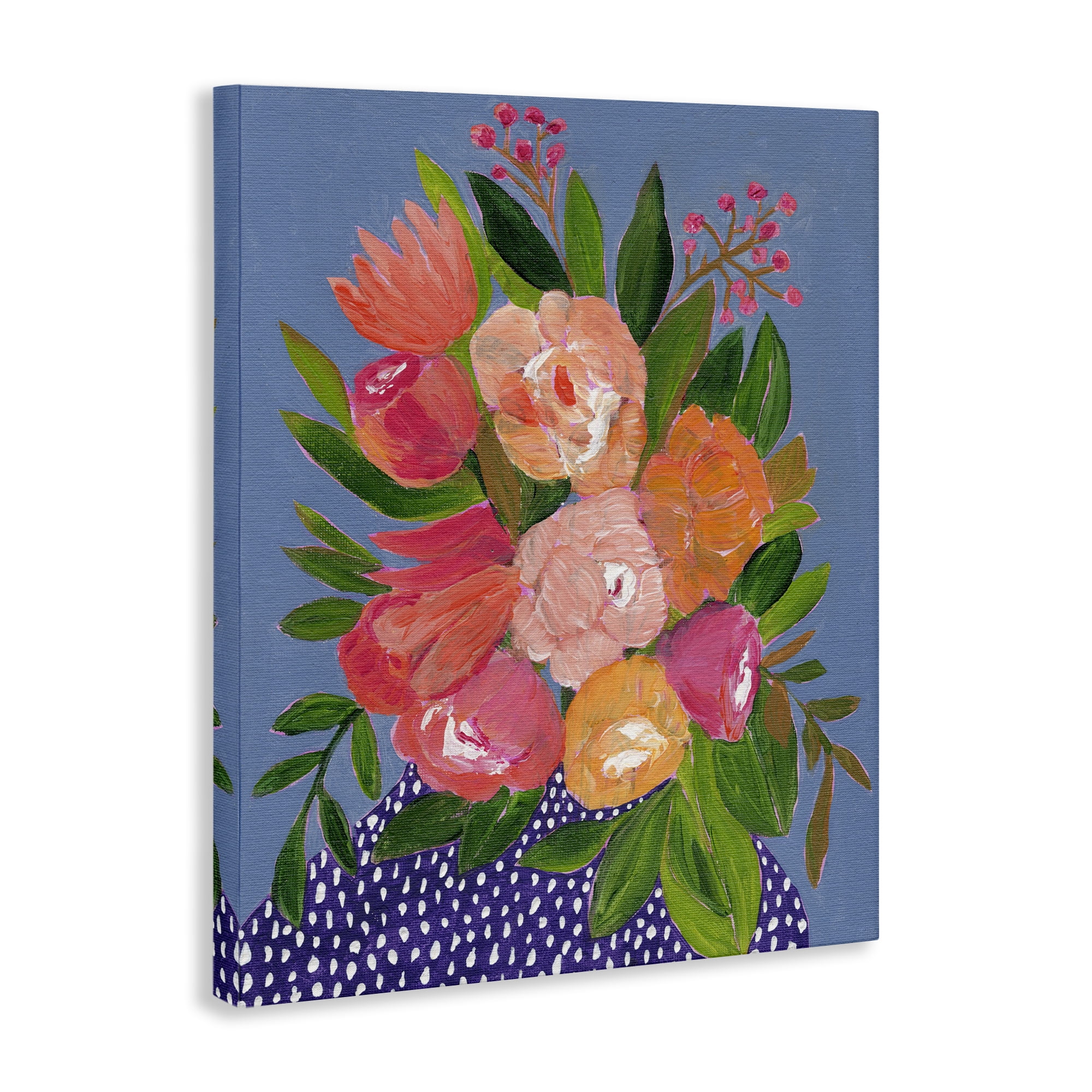 Stupell Industries Modern Speckled Flower Vase Plants & Flowers Painting Wrapped Canvas Art Print Wall Art, 16 x 20