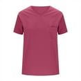 thumbnail image 4 of YUGYXL Womens Tunics Shirts Short Sleeve Tops Lightweight V Neck Tshirts Solid Color Summer Tops with Pocket Hot Pink S, 4 of 8