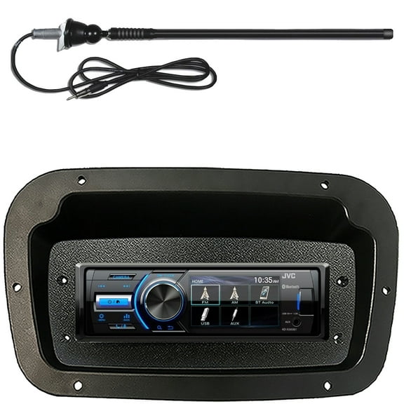 JVC KD-X560BT Single-DIN Marine Bluetooth USB/AUX MP3 AM/FM Digital Media Stereo Receiver W/Spa bezel for Single-DIN Radio   Adapter Plate for Single-DIN Cutouts, Black Long Range Radio Antenna