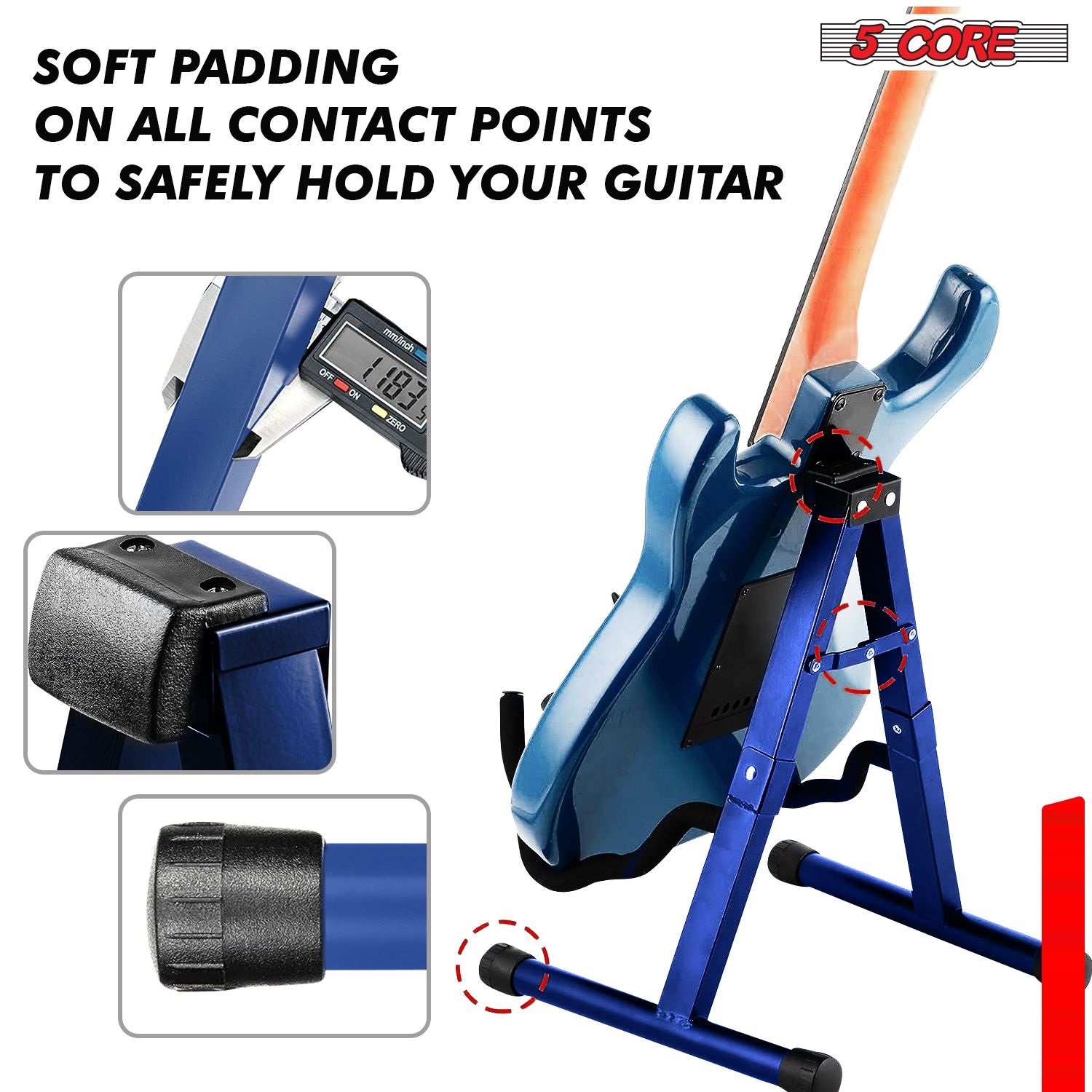 Double Guitar Stand Floor Adjustable Heavy Duty A Frame Universal Folding Acoustic Electric Bass Mandolin Banjo Violin Holder Stands For On Stage Studio,2PCS  Blue