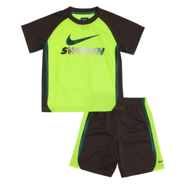 Nike - Nike Swoosh Toddler & Little Boys Yellow & Gray 2 Piece Shorts ...