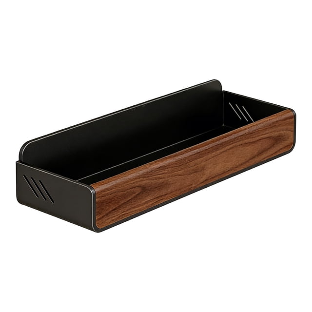 Wall Mounted Detachable Aluminum Solid Wood Bathroom Storage Shelf Space Saving Guardrail Rack Organizer