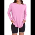 thumbnail image 3 of Camisetas de Larga Extragrandes para Mujer 2025, Camisetas Básicas de Cuello Redondo, Tops de Otoño, Ropa Informal de Entrenamiento Y2K Rosa L, 3 of 9