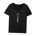 thumbnail image 3 of Camiseta para mujer, ropa de verano, Top de manga corta para vacaciones, playa, trabajo, mujer Negro, 3 of 7