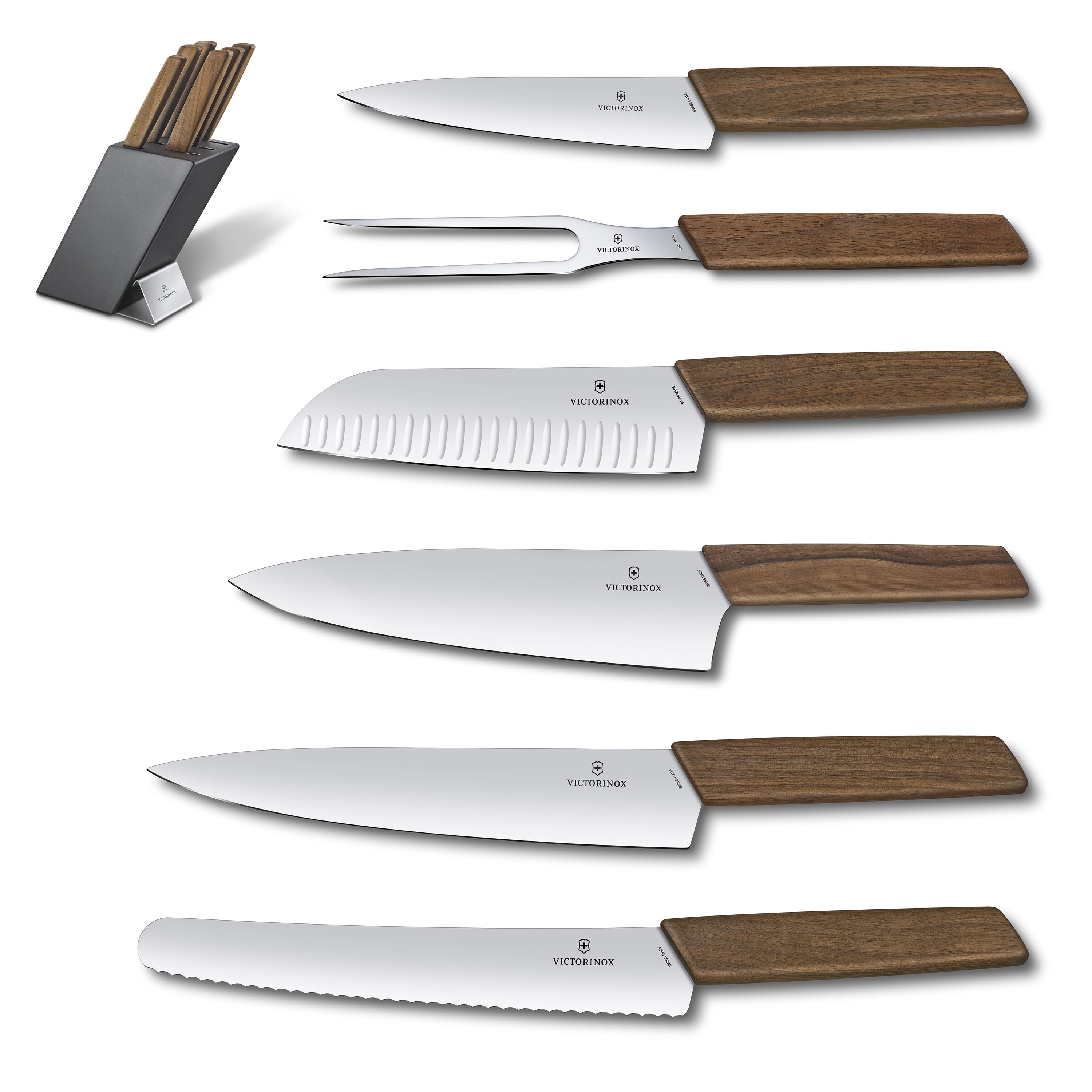 Victorinox Swiss Army Swiss Modern 6 Piece Knife Block Set Wood Handle 6.7186.6