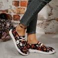 thumbnail image 5 of Halloween Pumpkin Fashion Sneakers for Women Wide Feet Skeleton Lace up Penny Loafers Casual Canvas Walking Flat Shoes, 5 of 7