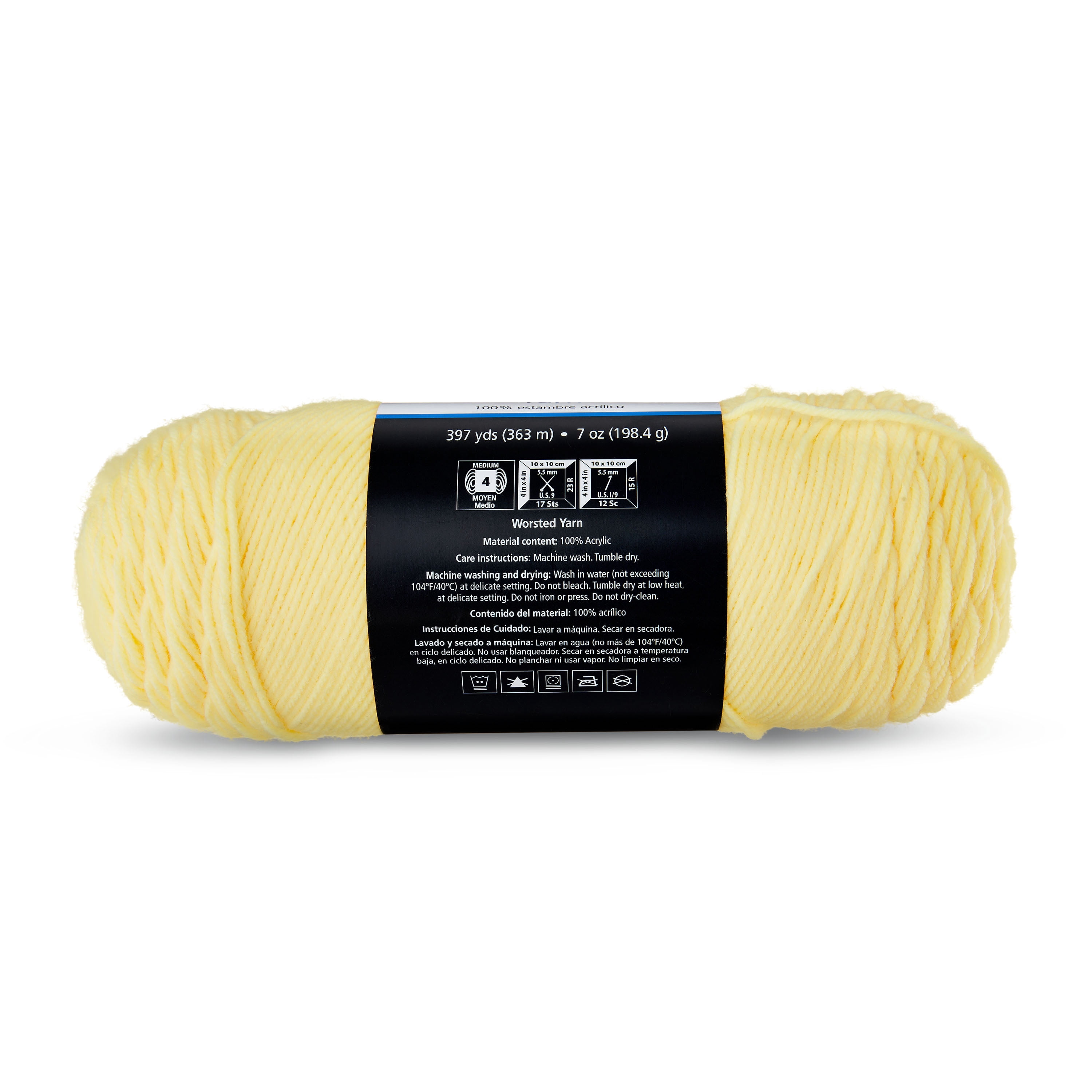 Mainstays Medium Acrylic Yarn, 7oz, Yellow Charm