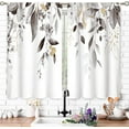 thumbnail image 3 of Grey Eucalyptus Kitchen Curtains, Plant Window Treatment, Leaf Botanical Plant Small Cafe Short Window Curtains for Bathroom Dining Room, Nature Floral Treatment Drapes 27.5x39 inch, 3 of 6