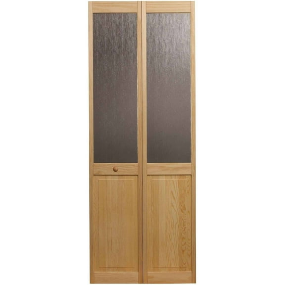 AWC Model 547 Aspen Half Glass Bifold Door 30"wide x 80"high Unfinished Pine