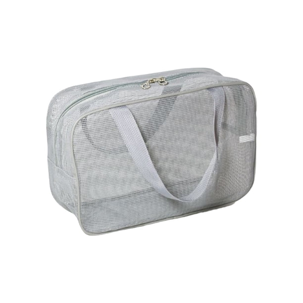 Wosthever Bolsa de maquillaje de viaje, bolsa de cosméticos de baño visible portátil, drenaje de artículos diversos para el hogar, estuche de Almacenamiento y organización del hogar Gris