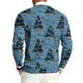 thumbnail image 3 of Men's Christmas Printed Crewneck Long Sleeve Ribbed Knit Pullover Sweater with Plant Design, Relaxed Fit Casual Business Knitwear for Holiday and Daily Use,Blue,L, 3 of 5