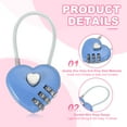 thumbnail image 3 of Uxcell Heart Padlock, Combination Lock Heart Shape Mini Code Locks for Jewelry Storage and Travel Blue, 3 of 7