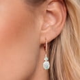 thumbnail image 3 of Gem Stone King 18K Rose Gold Plated Silver White Opal and White Lab Grown Diamond Dangle Earrings for Women (2.53 Cttw, Oval Cabochon 9X7MM), 3 of 6