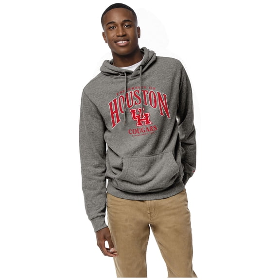 Men's League Collegiate Wear Heather Gray Houston Cougars Heritage Tri-Blend Pullover Hoodie