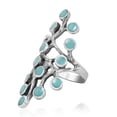 thumbnail image 2 of Dramatic Flowing Nature Vines Green Simulated Turquoise Sterling Silver Ring-9, 2 of 5