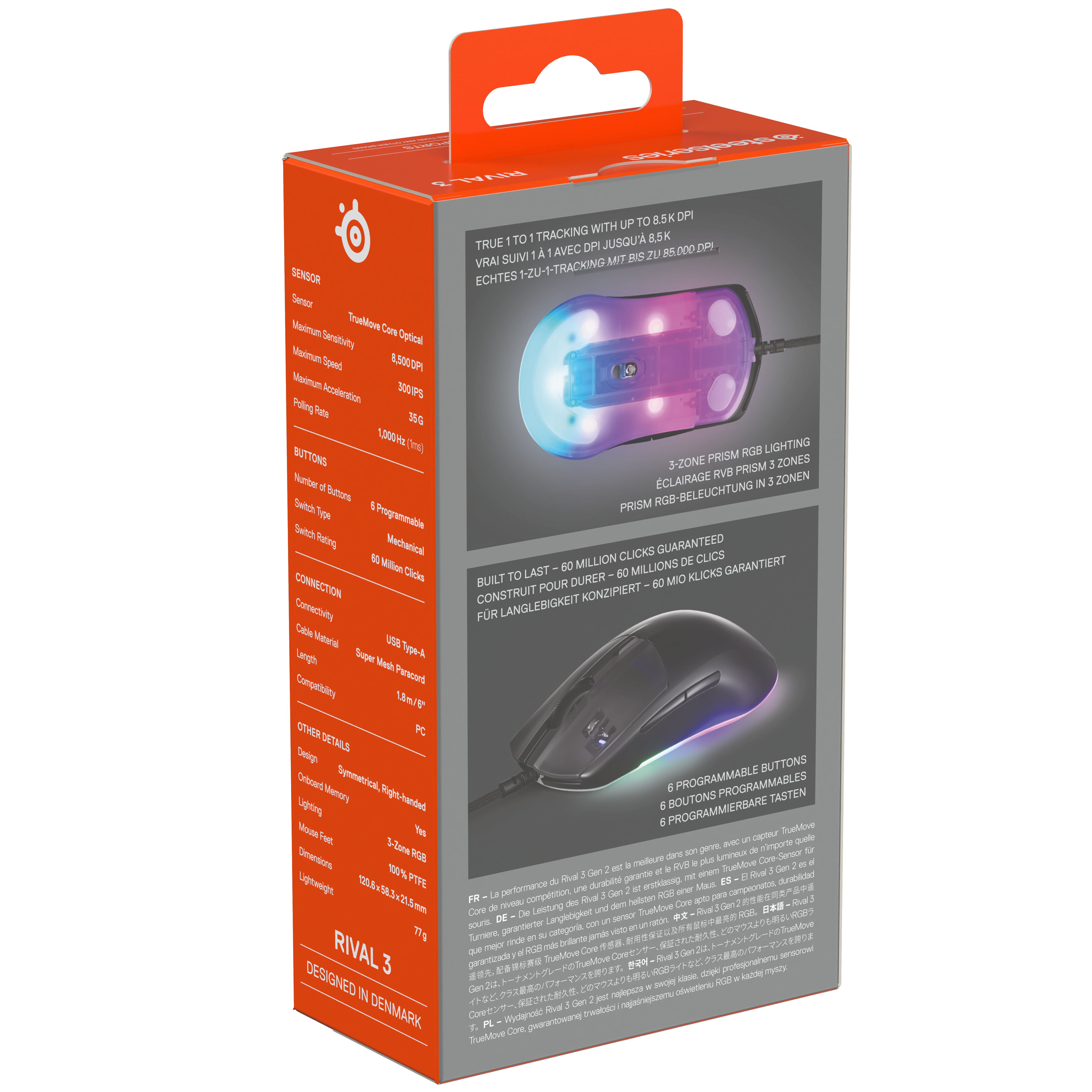 SteelSeries Rival 3 Gen 2 Wired Gaming Mouse Black photo 5