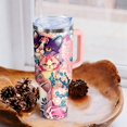 thumbnail image 2 of Cat Tumbler with Handle and Straw, 40 oz Cat Stainless Steel Insulated Cup with Lid and Straw,Colorful Travel Coffee Mug Water Bottle, Birthday Mothers Day Gifts for Animal Lovers Women, 2 of 7
