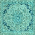 thumbnail image 1 of Ahgly Company Indoor Square Abstract Light Blue Modern Area Rugs, 5' Square, 1 of 4