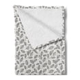 thumbnail image 2 of Leaves Soft Flannel Fleece Throw Blanket, Ornamental Doodle Foliage of the Autumn Season Monochrome Nature Composition, Cozy Plush for Indoor and Outdoor Use, 60" x 80", Ivory and Grey, by Ambesonne, 2 of 5