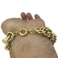 thumbnail image 3 of Mens 14k Gold Plated Big Rope Bracelet 9” x 14MM Hollow Twisted Hip Hop Wrist Chain, 3 of 6