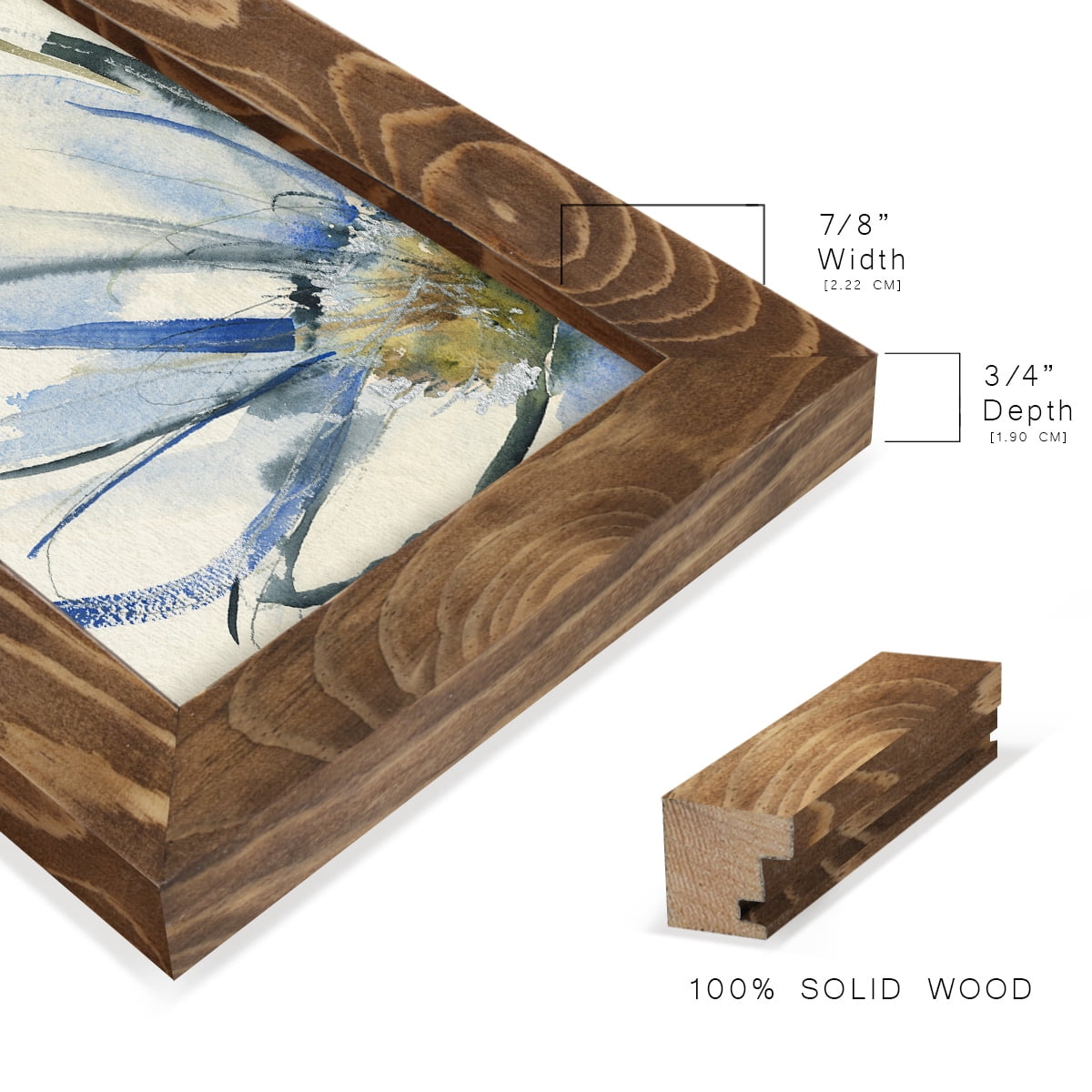 Cobalt & Paynes Petals I - Framed Print w/glass - Walnut