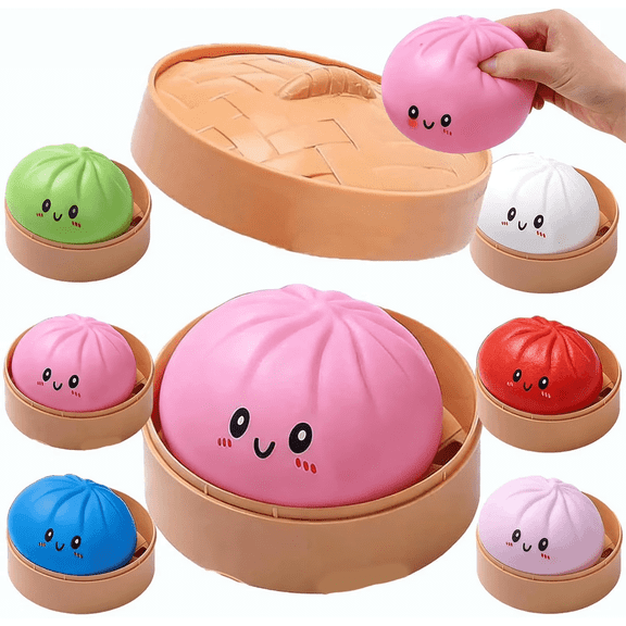 Giant Dumpling Squishy, 4 Inch Jumbo Dumpling Stress Ball, Rainbow Mystery Squishy Bun, Soft Squeeze Decompression Dough for Adults, Anxiety Relief Fidget(Two-day delivery)