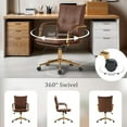 thumbnail image 6 of MOJAY Mid-Back Ergonomic Leather Office Desk Chair, Modern Upholstered Computer Chair, Executive Office Chair with Arms, Swivel Adjustable Rolling Chair with Gold Base (Brown), 6 of 8