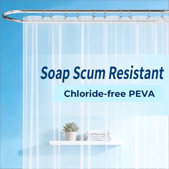 Yiannan Clear PEVA Shower Curtain Liner, Rustproof Grommets, Waterproof, 3 Magnets，71x72