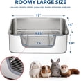 thumbnail image 5 of Large Rabbit Litter Box Stainless Steel Bunny Litter Box Sifting, Non-Chewable, Easy to Clean & Odor Control 17.2 x 13.4 x 5.9 inch, 5 of 9