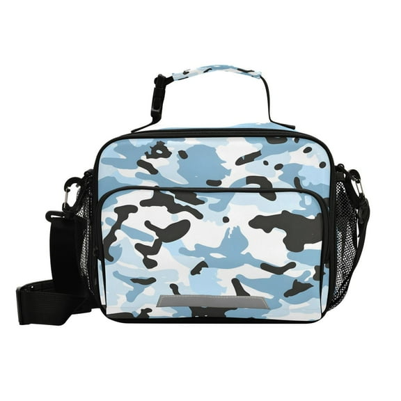 Camouflage in Blue White and Black Insulated Lunch Bag Portable Cooler Bag Mommy Bag Large Capacity 6L