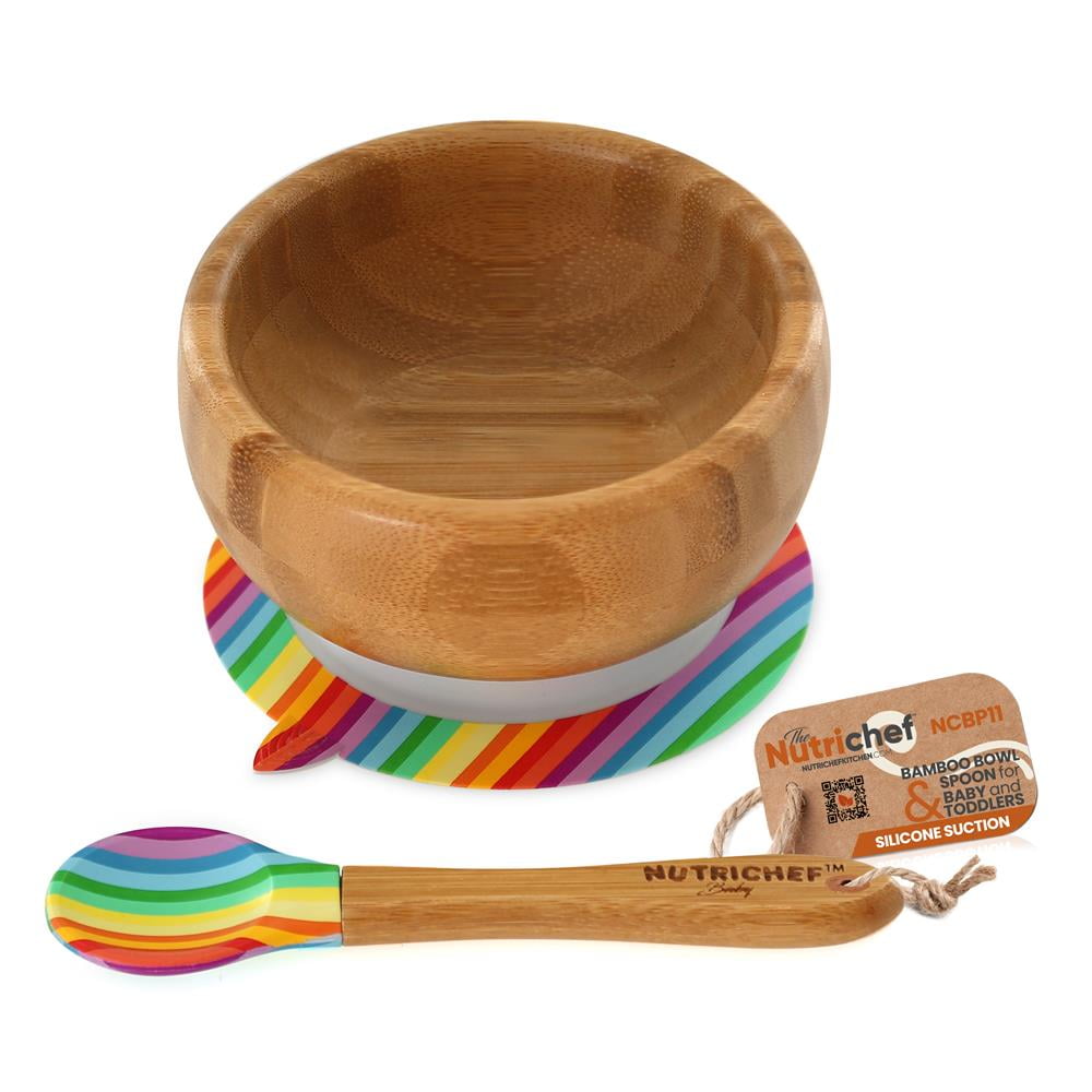 Tiny Dining Childrens Bamboo Cereal Breakfast Dessert Feeding Bowl with Stay Put Suction Yellow 