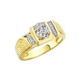 thumbnail image 3 of Rylos 14K Yellow Gold Classic 8X6MM Oval White Topaz & Sparkling Diamond Ring - Birthstone Jewelry for Men -Size 10, 3 of 7