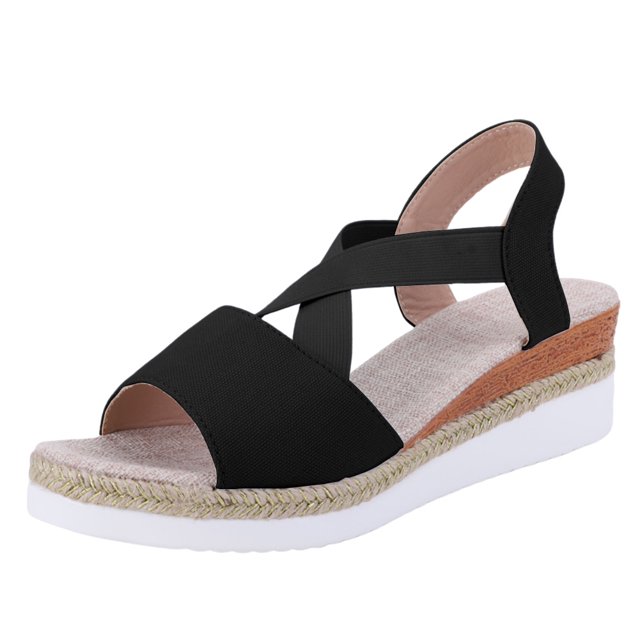 Sandalias Dressy Flat Antideslizante Tacón de Cuña para Viajes al Aire Libre (39) Negro