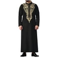 thumbnail image 2 of Yaoyar Mens Middle Eastern Traditional Robe Mid Sleeve Round Neck Embroidered Men's Clothing Middle East Kaftan Saudi Arab Caftans Islamic Abaya Dress Dubai Robes, 2 of 8