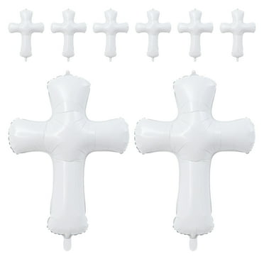 OGITUDE 8pcs Cross Shaped Aluminum Foil Balloon Baptism Cross Balloon Baby Shower Balloon Party Favor