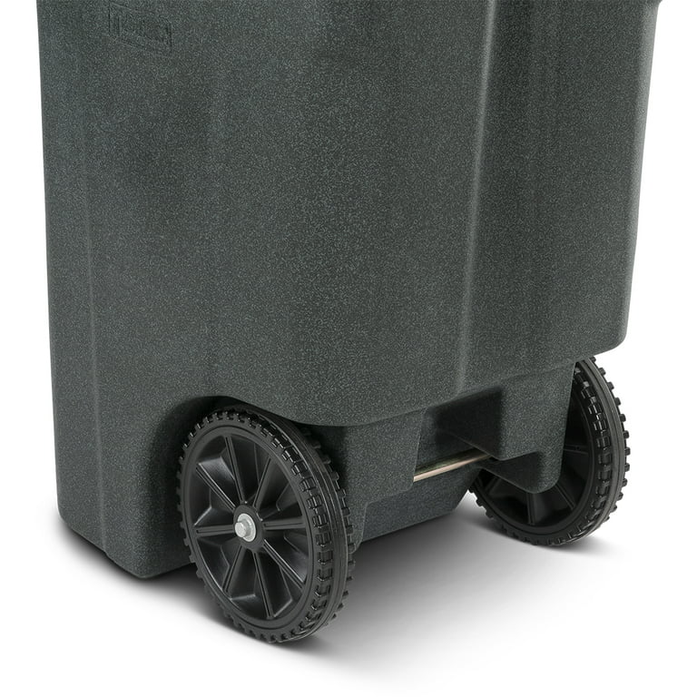 Toter 64-Gallons Black Plastic Wheeled Trash Can with Lid Outdoor