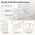 thumbnail image 4 of Miniyam Double Twin Size Floor Bed, Wood Kids Bed with Guardrails, White, 4 of 7