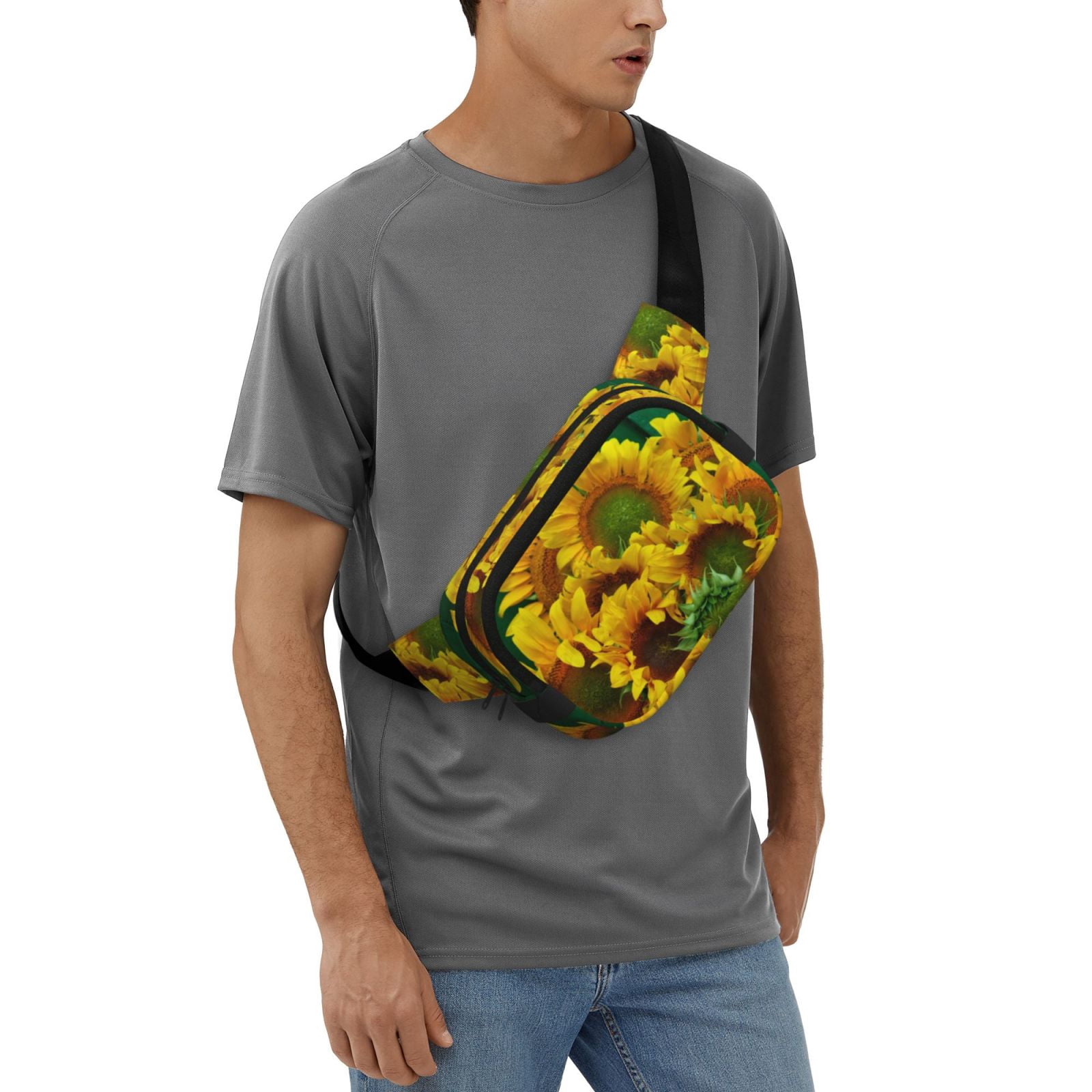 Picia Sunflowers in Bucket Print Square Double-Layer Waist Bag Mini Adjustable Waist Belt Bag Exercise Running Travel Hiking