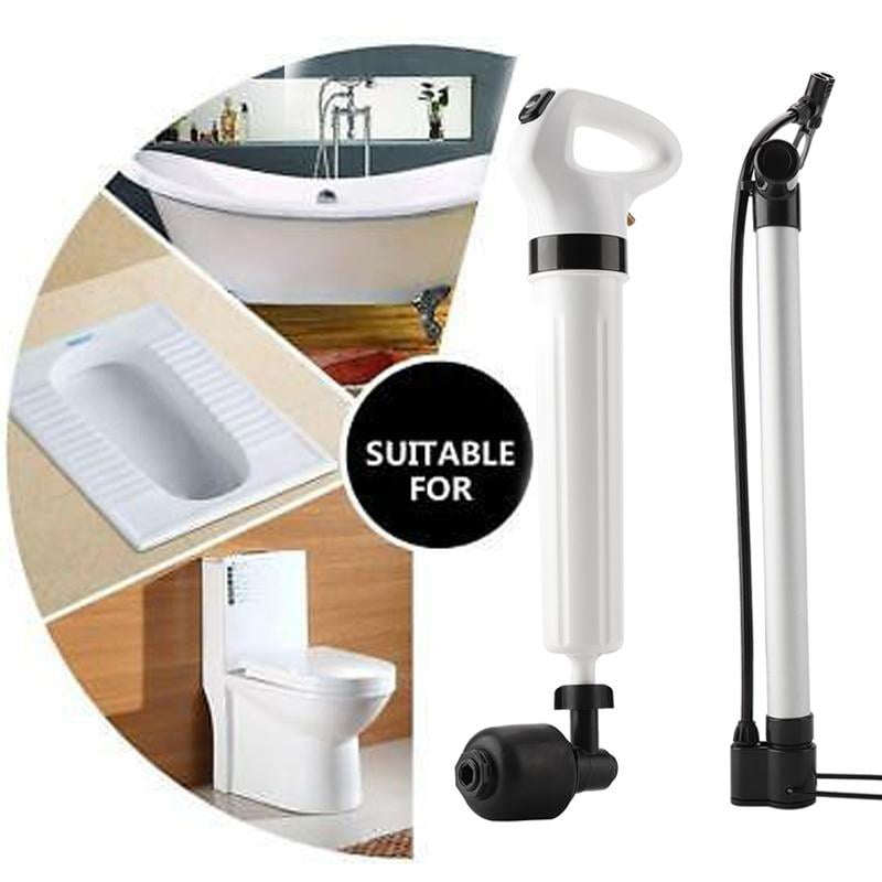 Toilet Plunger Long Handle Powerful Manual Drain Buster High Pressure Sink Plunger Strong Suction Heavy Duty Rubber Toilet Pump Unblocker Tool Ideal Shower Vacuum Tub Industrial Bath Clogged Bathroom 